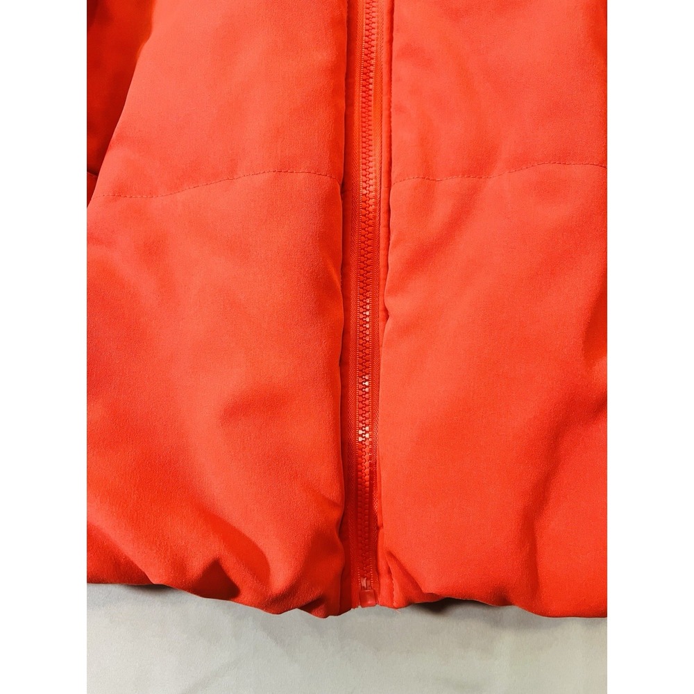 Orange Puffer Jacket Womens Zip Up Quilted Winter Coat Ribbed Cuffs Medium - Picture 2 of 13